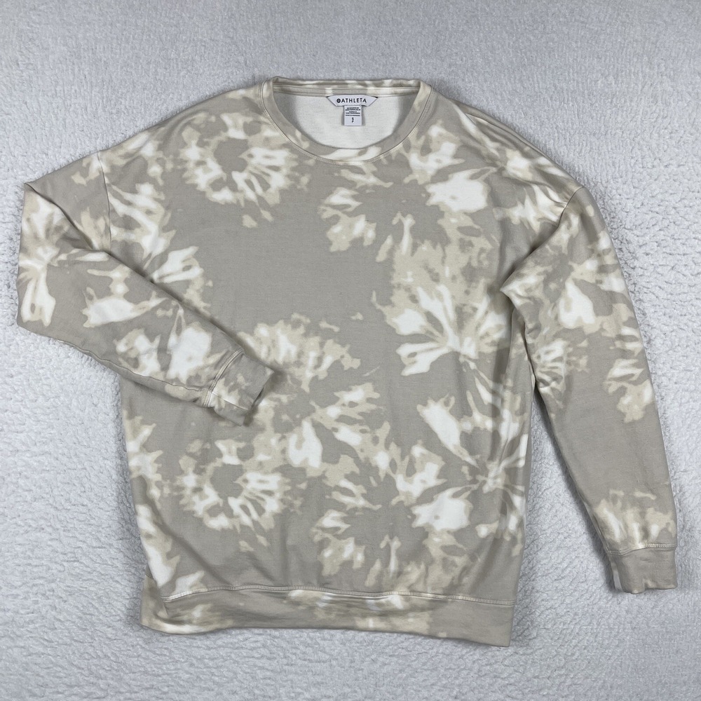 Athleta Sweatshirt Womens Small Petite Beige Tie Dye Balance Printed Pullover